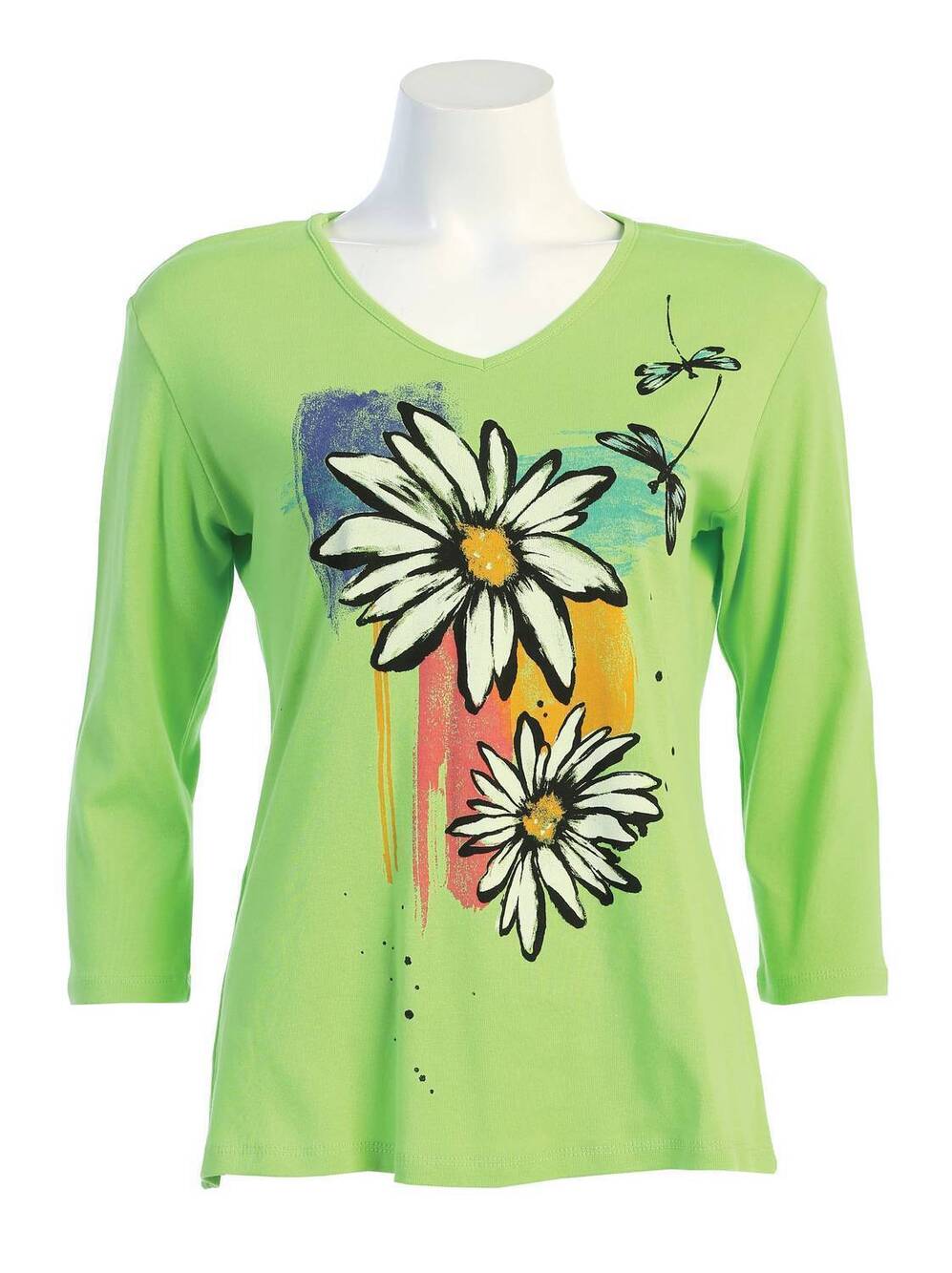 NEW JESS & JANE women's twins printed cotton top in lime